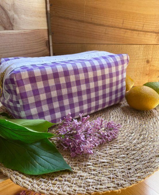 Trousse de toilette Vichy Prune