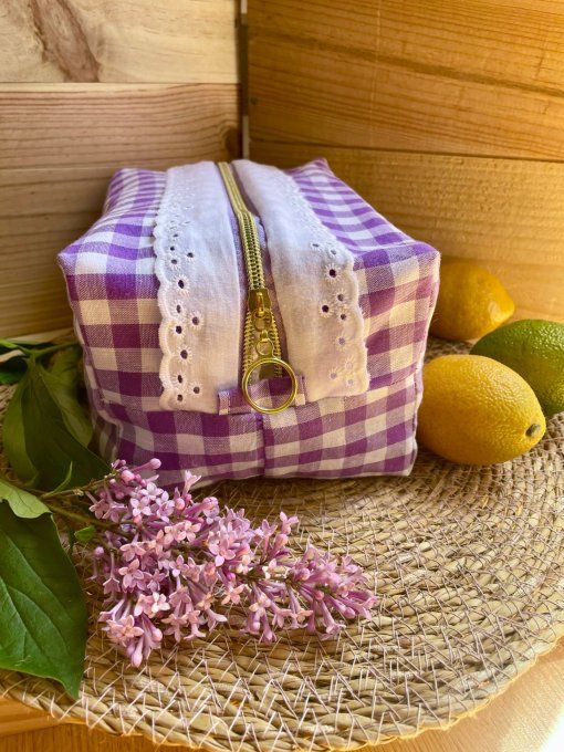 Trousse de toilette Vichy Prune