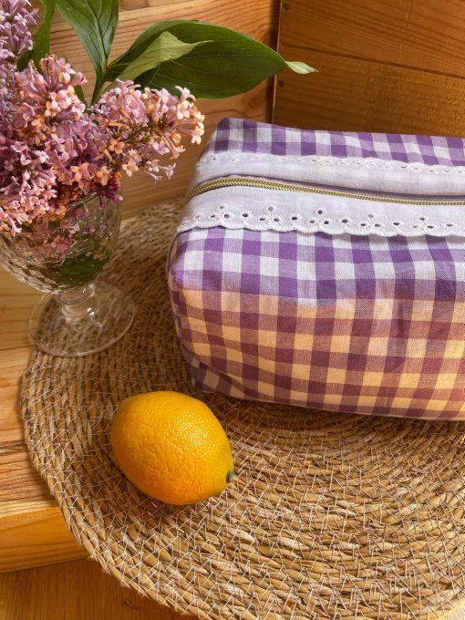 Trousse de toilette Vichy Prune