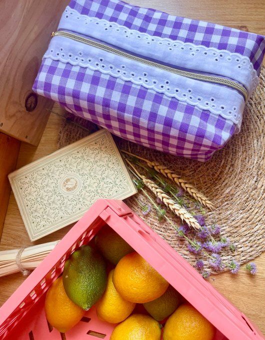 Trousse de toilette Vichy Prune